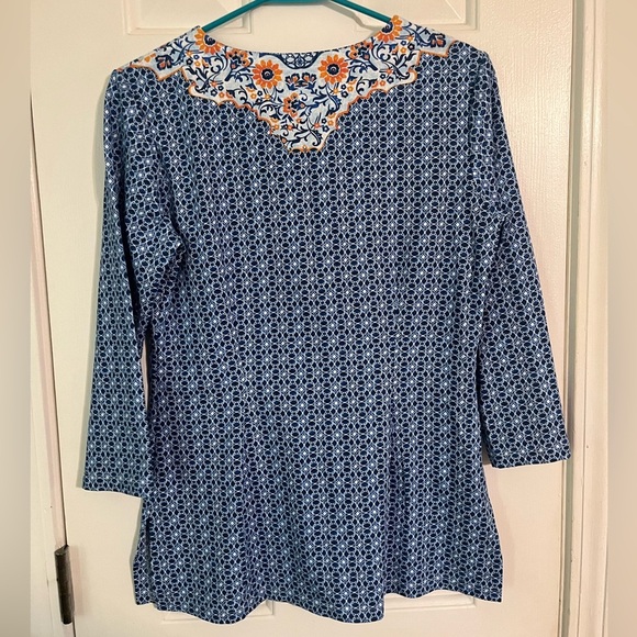 J.McLaughlin Catalina cloth tunic top size small blue orange - Picture 4 of 4